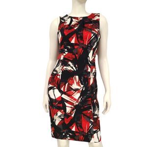 Michael Kors Red and Black Mod Print Shift Dress size 4